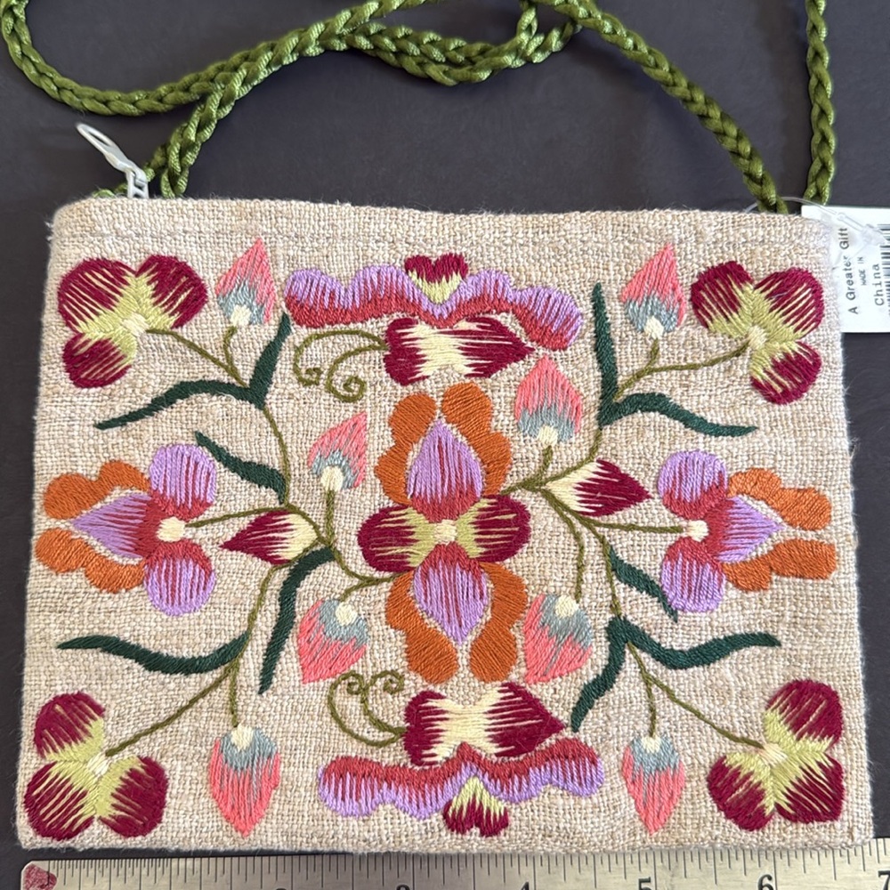 Handmade Vibrant Floral Embroidered Crossbody Bag